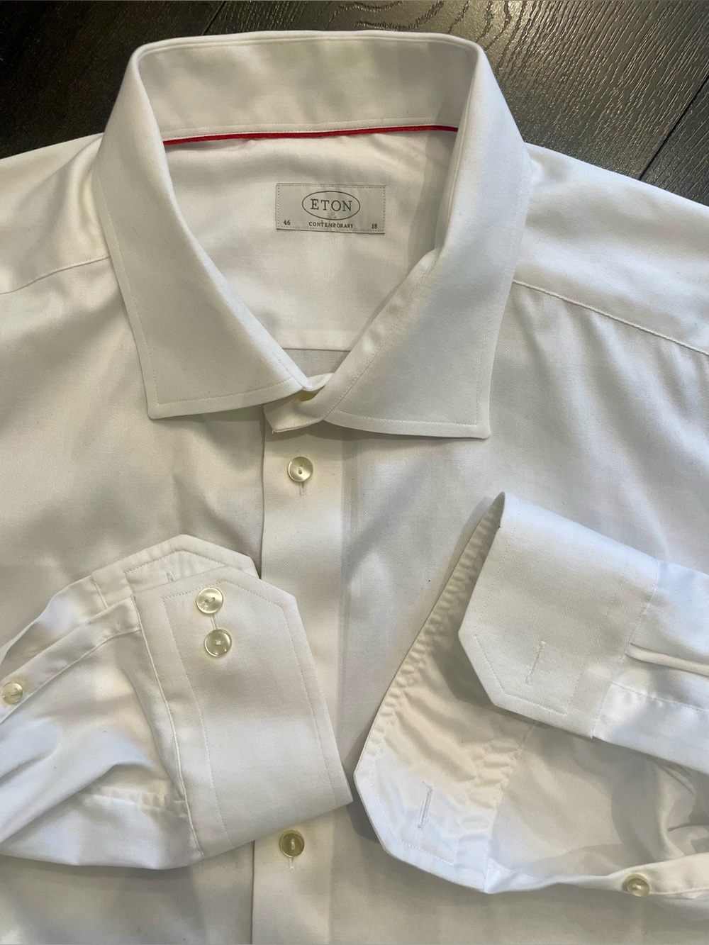ETON - all cotton white dress shirt Size 46 (18”neck)